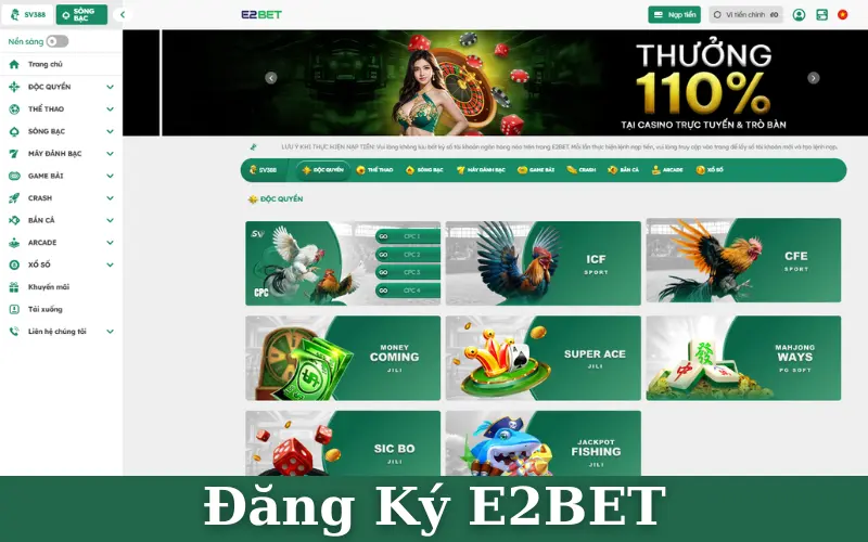 Đăng ký E2BET dễ dàng